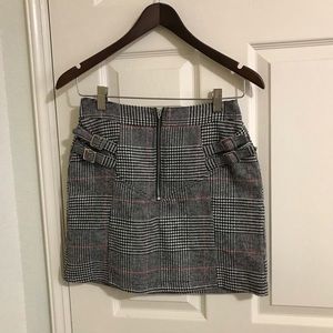 TOPSHOP zip buckle plaid monochrome mini skirt S